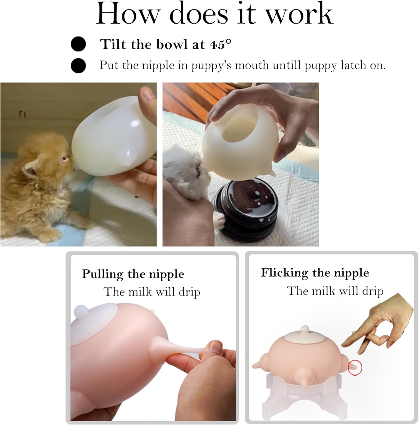 Puppy Milk Feeder Nursing Station feeders for Multiple Puppies Milk replacer Dongdong pet (S Size Bowl (Toy/Small Puppy)