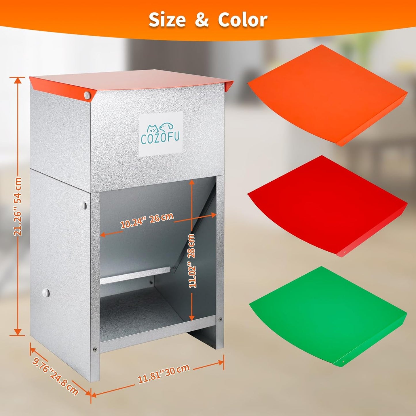 Dog Feeder - Galvanized Metal Pet Food Station for Indoor & Outdoor Use - Automatic Gravity-Fed Dispenser Suitable for Small, Medium, and Large Dog Breeds - Capacity: 25 Pounds of Dry Kibble