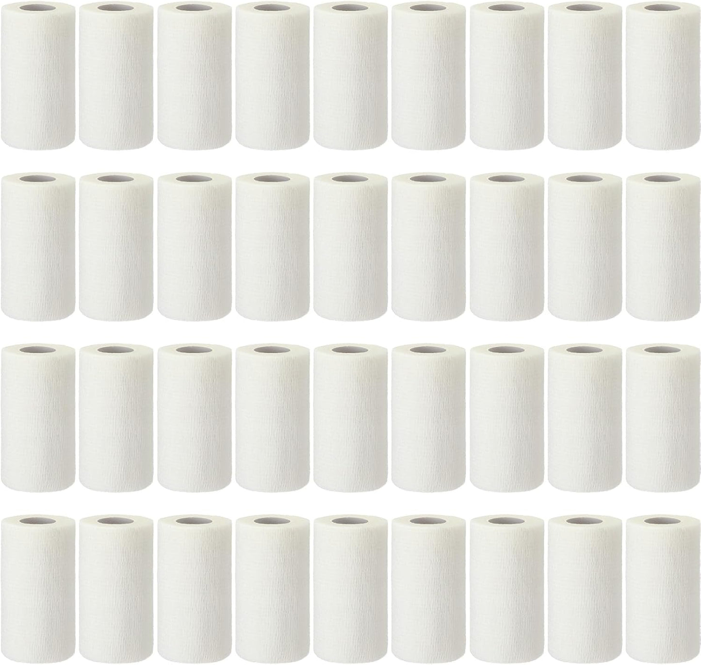 Treela 36 Pcs Self Adherent Bandage 4" X 5 Yard Wrap Breathable Cohesive Bandage Elastic Adhesive Tape for Stretch Athletic Sports Wrist Ankle(White)