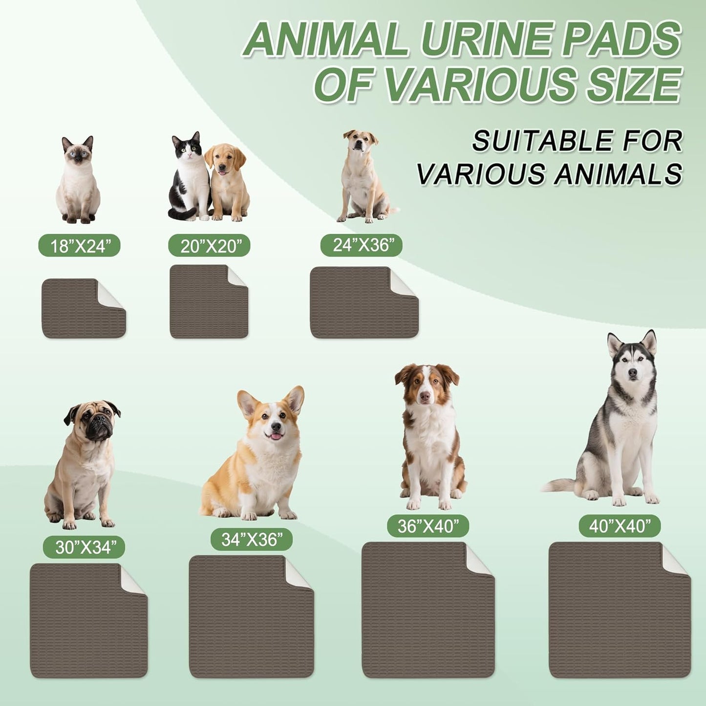 Washable Pee Pads for Dogs, 2 Pack Reusable Puppy Pads Dog Pads, Non-Slip Dog Pee Pads, Leakproof Pet Pee Pads Wee Wee Pads for Dogs. (Coffee, 24"x36"(Pack of 2))