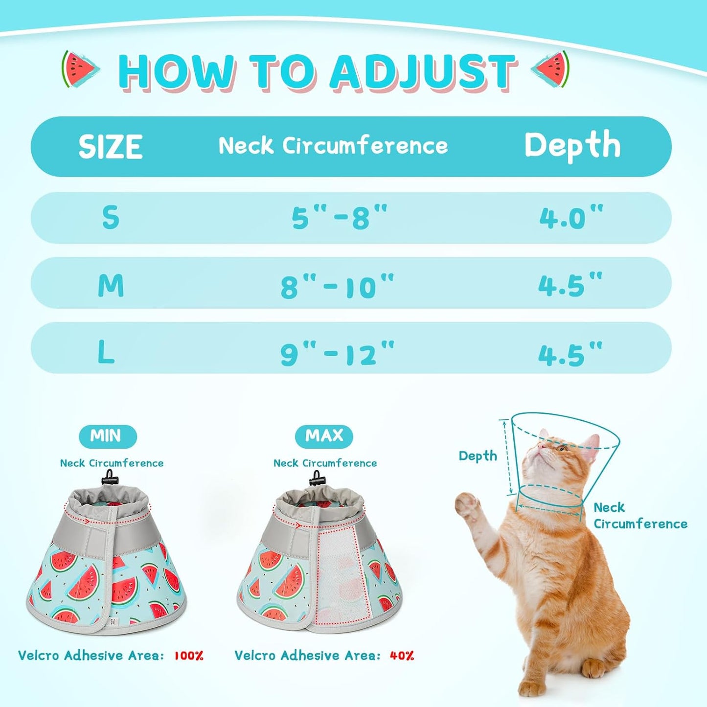 Cat Cone Collar Soft to Stop Licking, Adjustable, Foldable Lightweight Kitten Cones After Surgery Recovery for Cats & Kittens, Cat Cone Alternative (Blue, M)