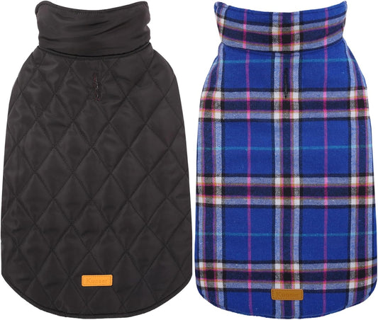 Kuoser Waterproof Dog Coat, Reversible Dog Jacket for Medium Dogs, Adjustable Durable Doggie Winter Coat Warm Puppy Cold Weather Apparel from Small to Large Breed, Navy M