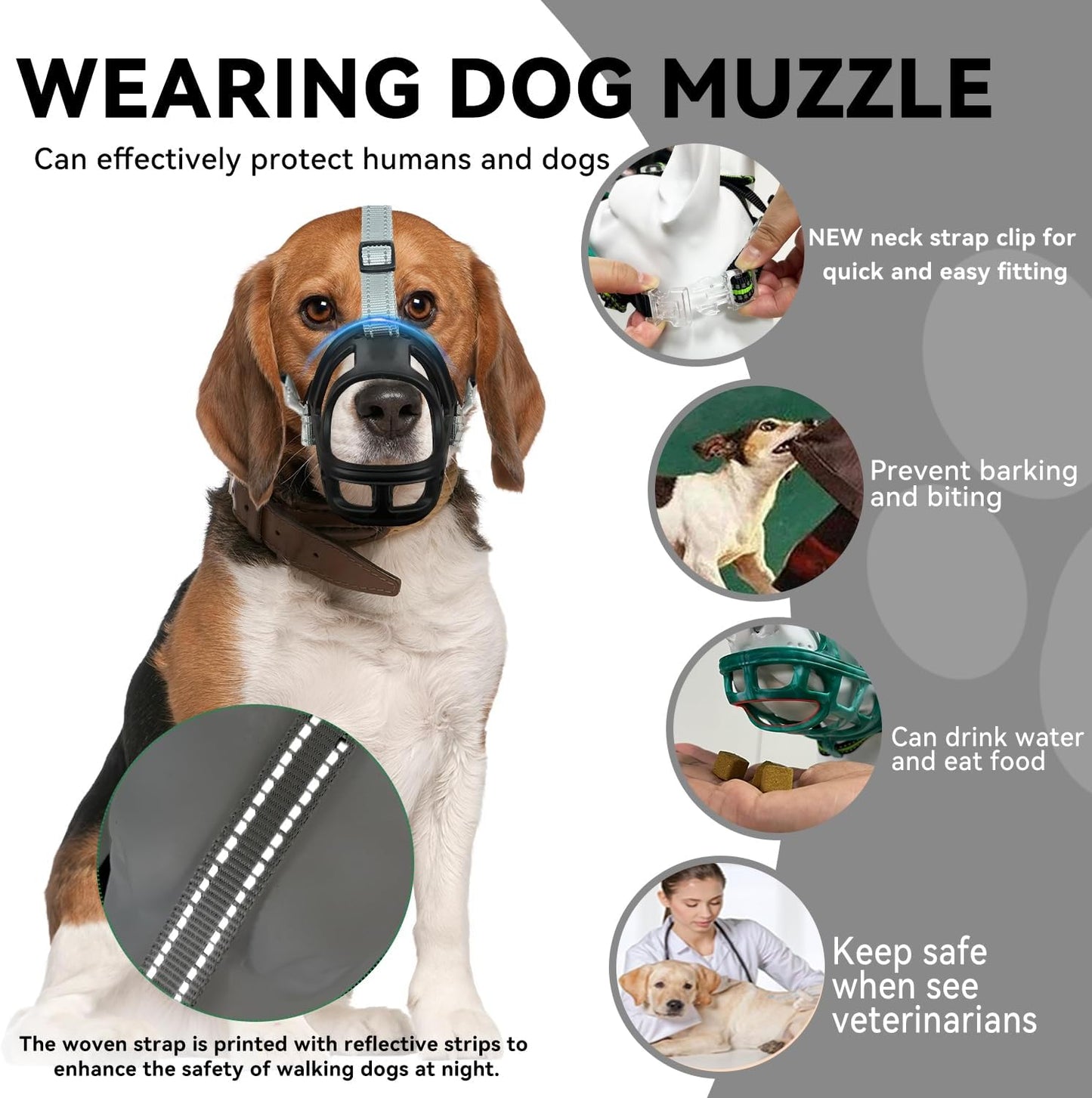 Dog Muzzle, Basket Muzzle for Small Medium Large Dogs, Anti-Biting and Chewing, Lightweight & Sturdy Cage Design, Allows Panting & Drinking, Ideal for Grooming & Training(Black Size L)