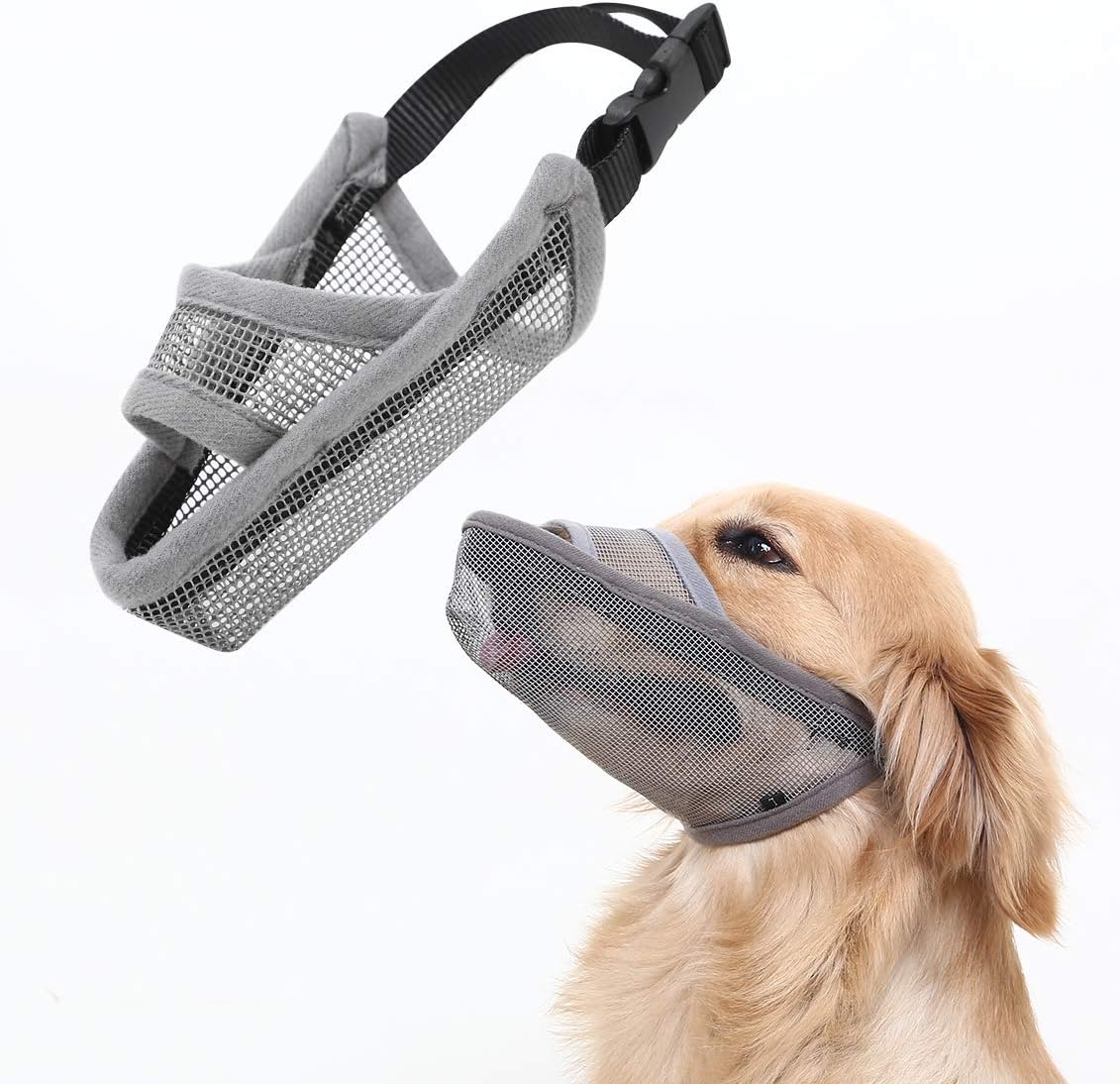 Crazy Felix Nylon Dog Muzzle for Small Medium Large Dogs Poodle Labrador Golden Retriever Doberman, Air Mesh Breathable and Drinkable Pet Mouth Guard for Anti-Biting Chewing Scavenging(L, Grey)