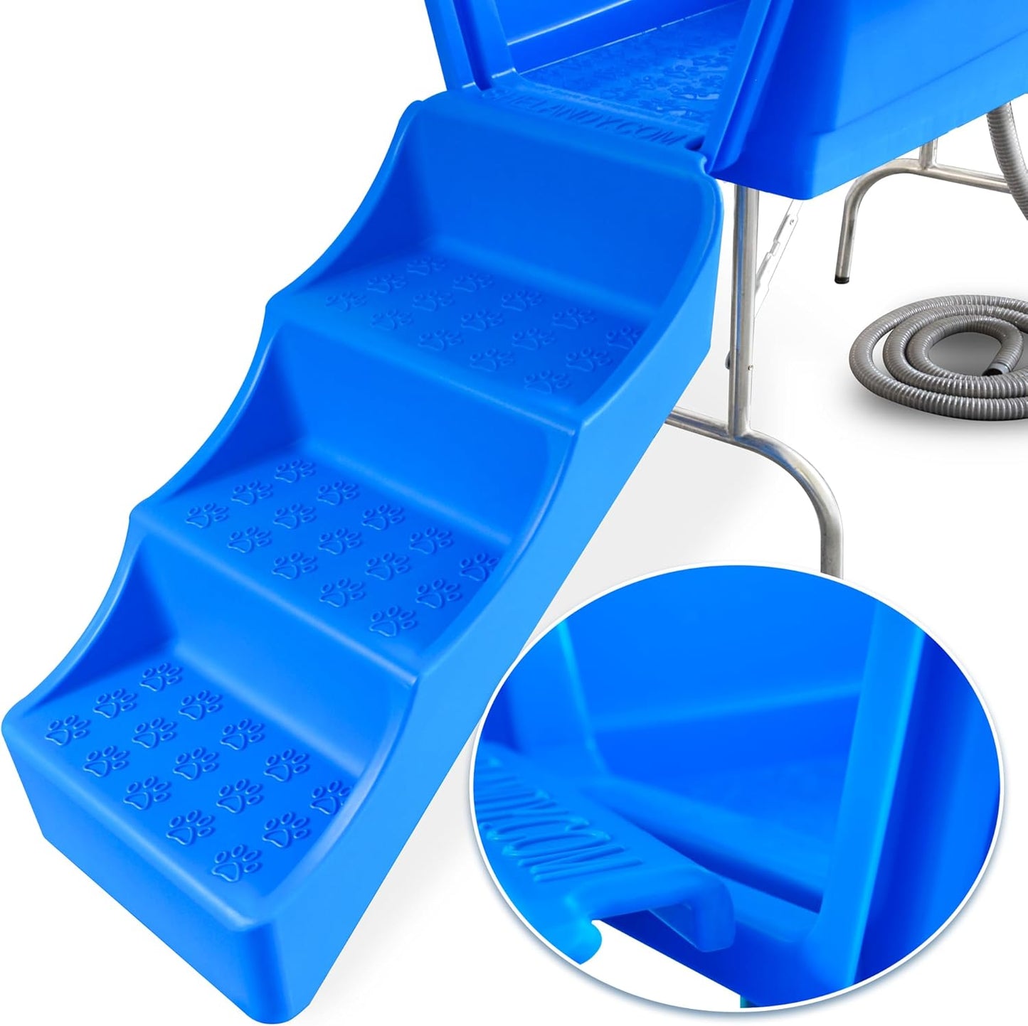 SHELANDY 45" Pet Grooming Bathtub Dog Wash Station | Heavy Duty Bathing Tub (Bathtub & Stairs Combo)