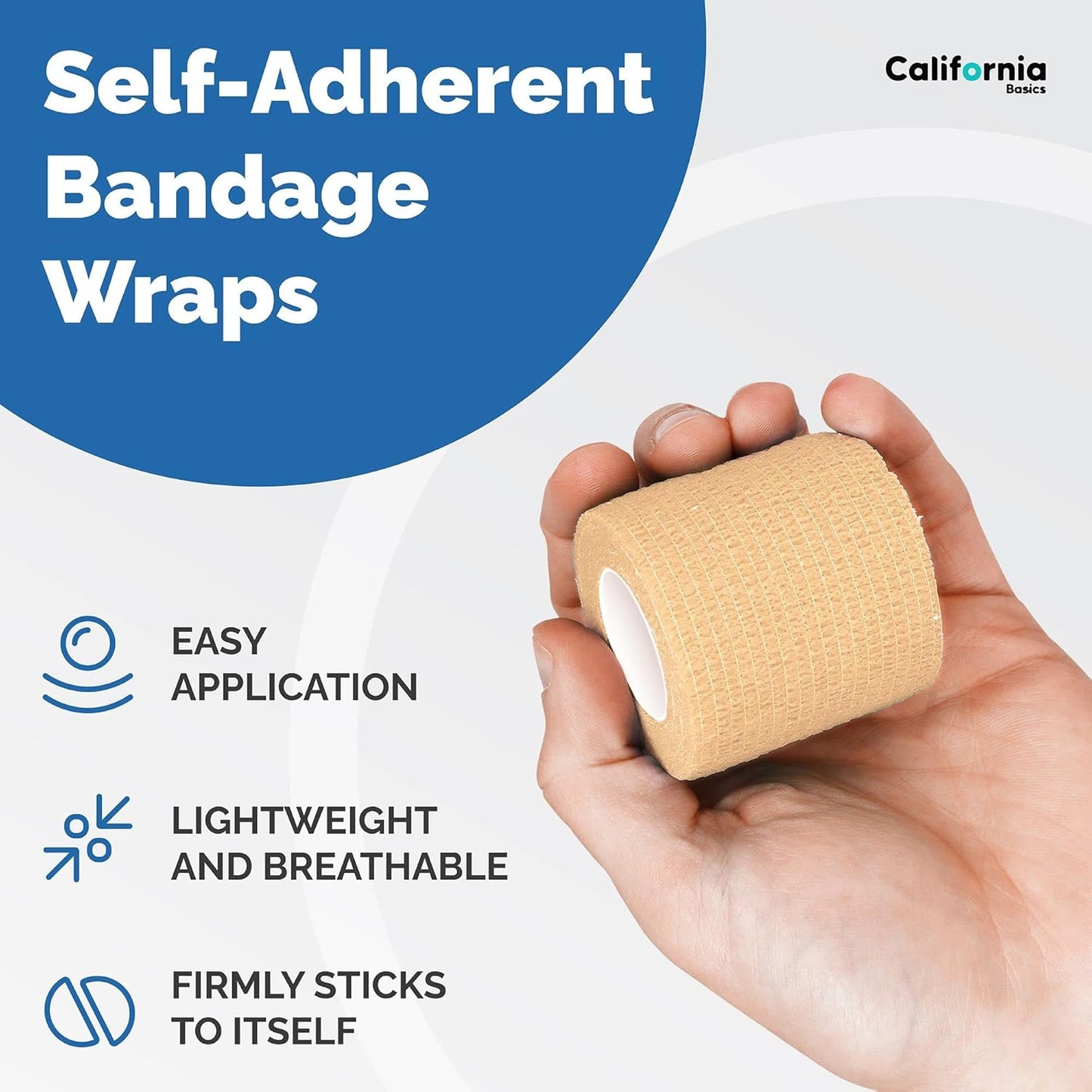 Self-Adhesive Bandage Wrap - Suitable for All Sports - Breathable Athletic Tape for Wrists - Knee and Ankle - Self Adhesive Bandage- 2 Inch- 24 Pack - Brown