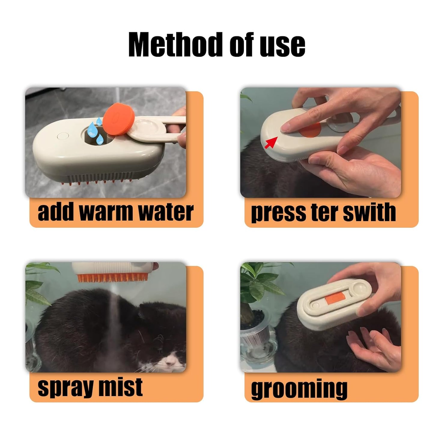 Steam Brush for Cats Dog Steam Brush,3 in 1 Pet Grooming Comb for Shedding,1PCS