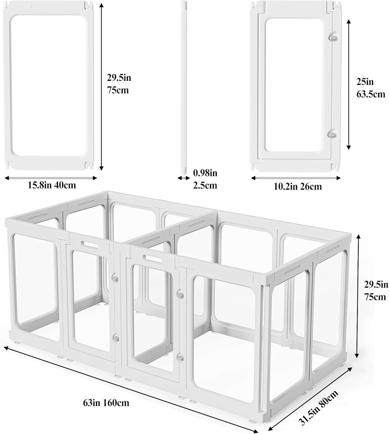 Clear Acrylic Dog Playpen with Door, for Puppy Cat Rabbit Transparent Pet Pen, Dog Playpen Indoor, Dog Fence, Easy Assemble & Cleaning Dog Pen for Small & Medium Dogs (29.5“ Height, 14PCS)
