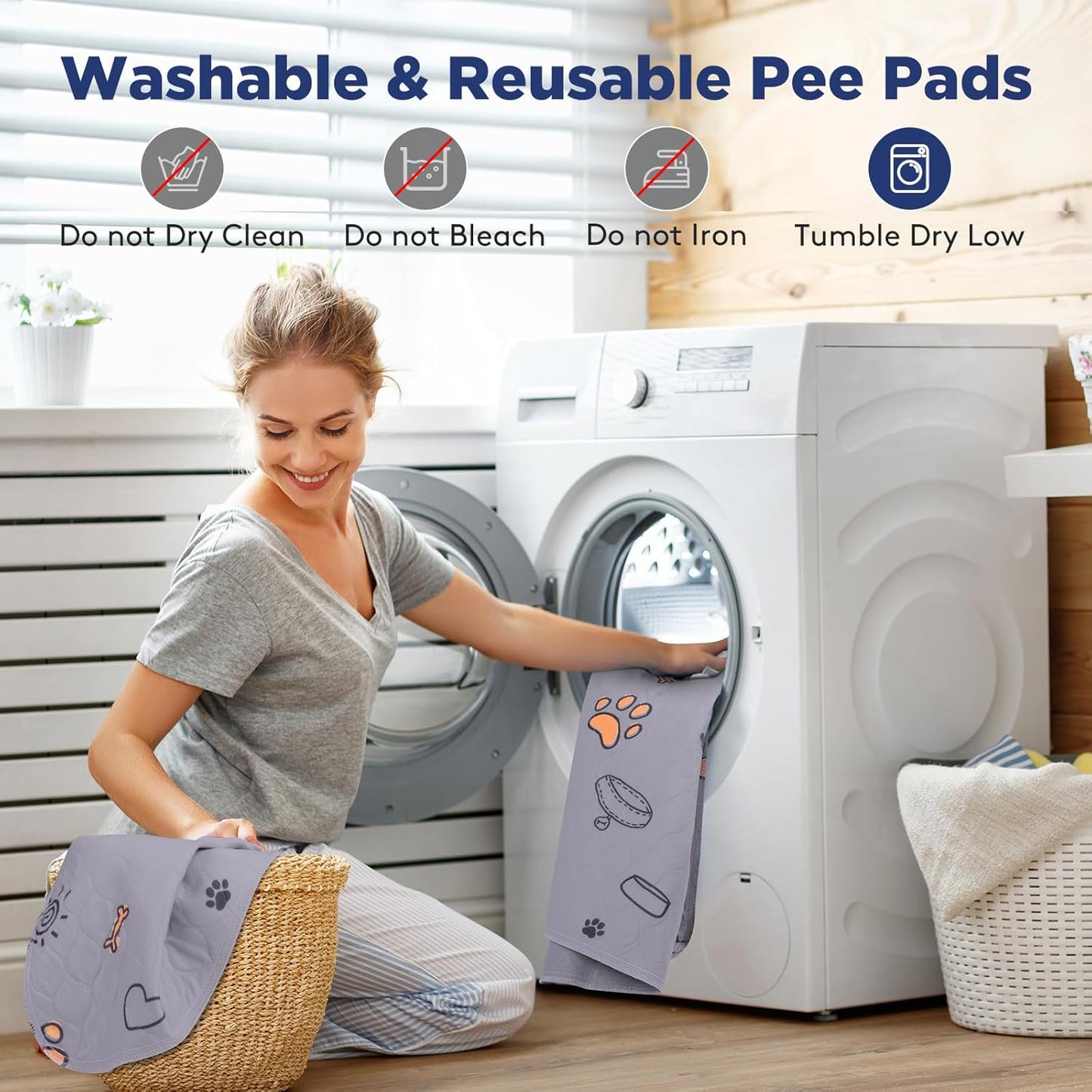 Washable Pee Pads for Dogs, 2 Pack Large 41"x41" Super Absorbent Reusable Pads for Dog Training Pads, 100% Waterproof Non-Slip Pee Pads Whelping Pads Dog Playpen Pads Crate Mat Crate Pads Dog Products