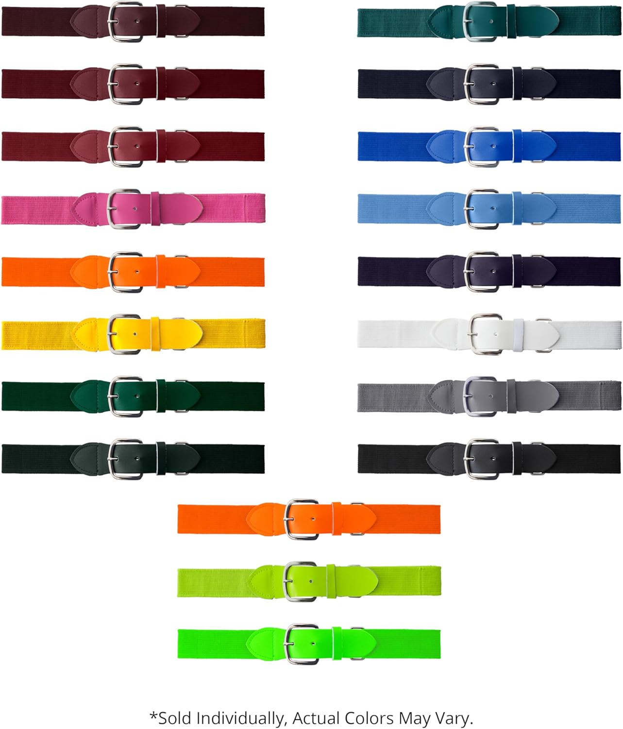 Champion Sports Baseball/Softball Uniform Belt, Comfort Stretch Fit Durable Syntex Tab - Youth & Adult Sizes, Multiple Colors
