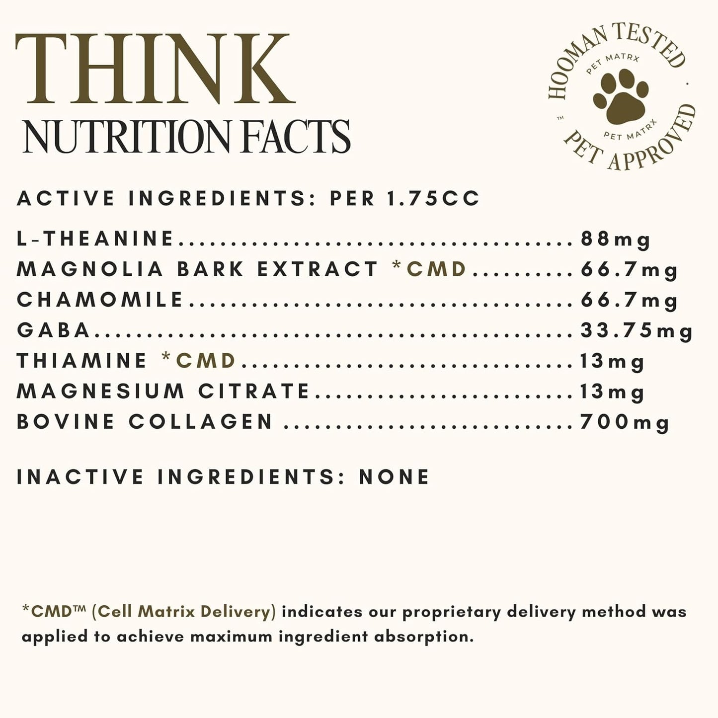 Think Cognitive and Calming Supplement with Collagen and Magnesium - Supports Nervous System Against Stress, Behavioral Challenges, and Cognitive Issues