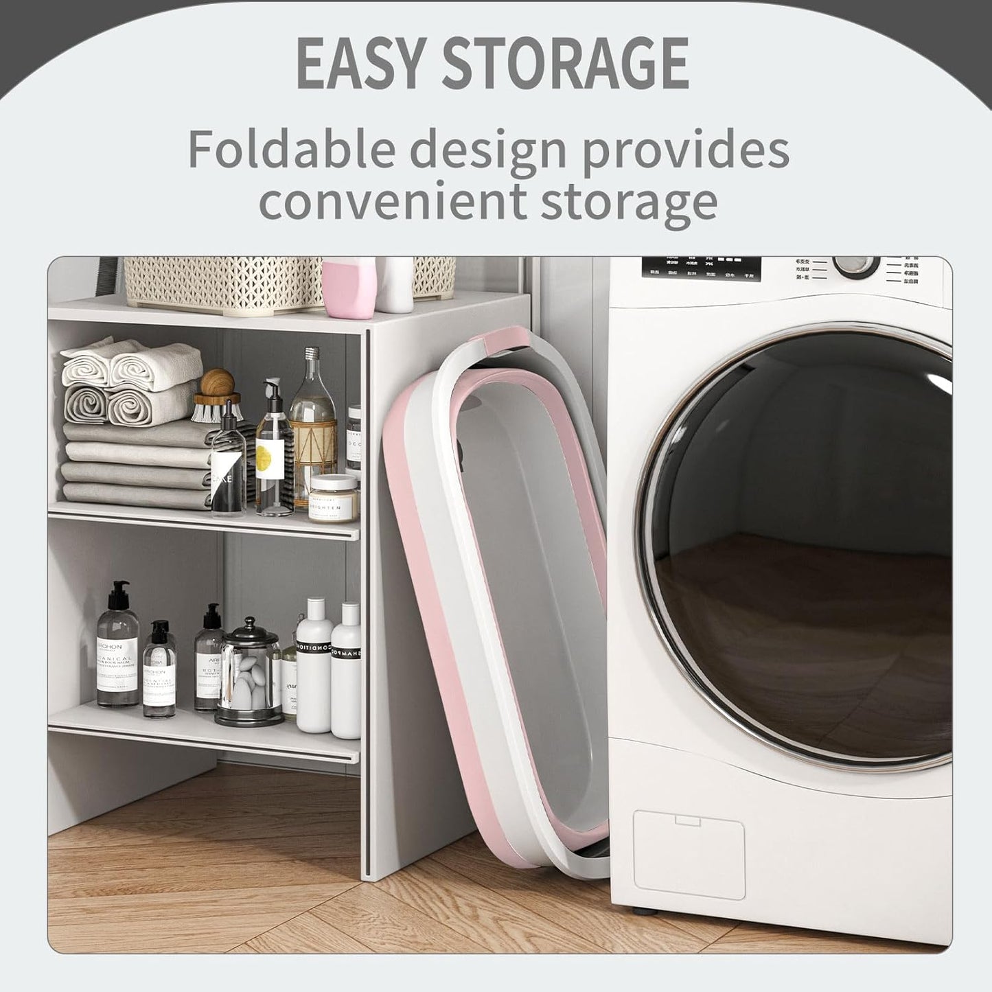 Collapsible Dog Bath Tub for Small Dogs & Cats, Portable Puppy Bath Tub with Water Drain Plug, Space Saving Foldable Pet Bathtub for Indoor & Outdoor Use, Pink