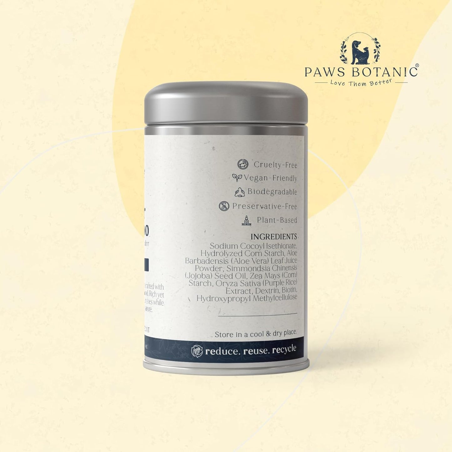 Unscented Dog Dry Shampoo, Powder Shampoo for Dogs, Regular Skin & Coat, 3.5 oz with Bamboo Spoon