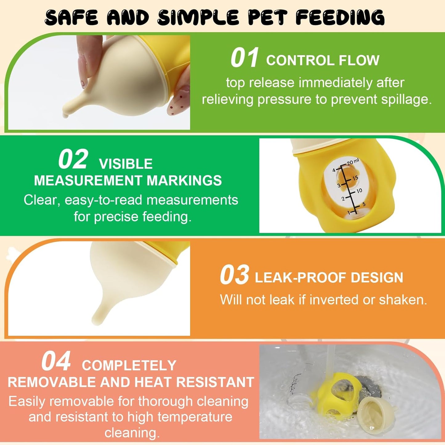 Pet Feeder Bottle Animal Feeding Bottles Kitten Bottles for Nursing Dog Cat Milk Feeding Bottle Anti-Choking Design for Newborn Kittens Puppies Small Animals (20 ml)