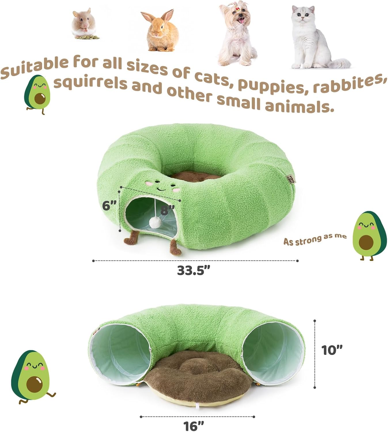 EHEYCIGA Cat Tunnel Bed for Indoor Cats, Cute Cat Donut Toy Tunnel for Small Large Cats with Washable Circle Cushion, Peekaboo Pet Cave Play Tunnel for Kitten, Puppy, Rabbit