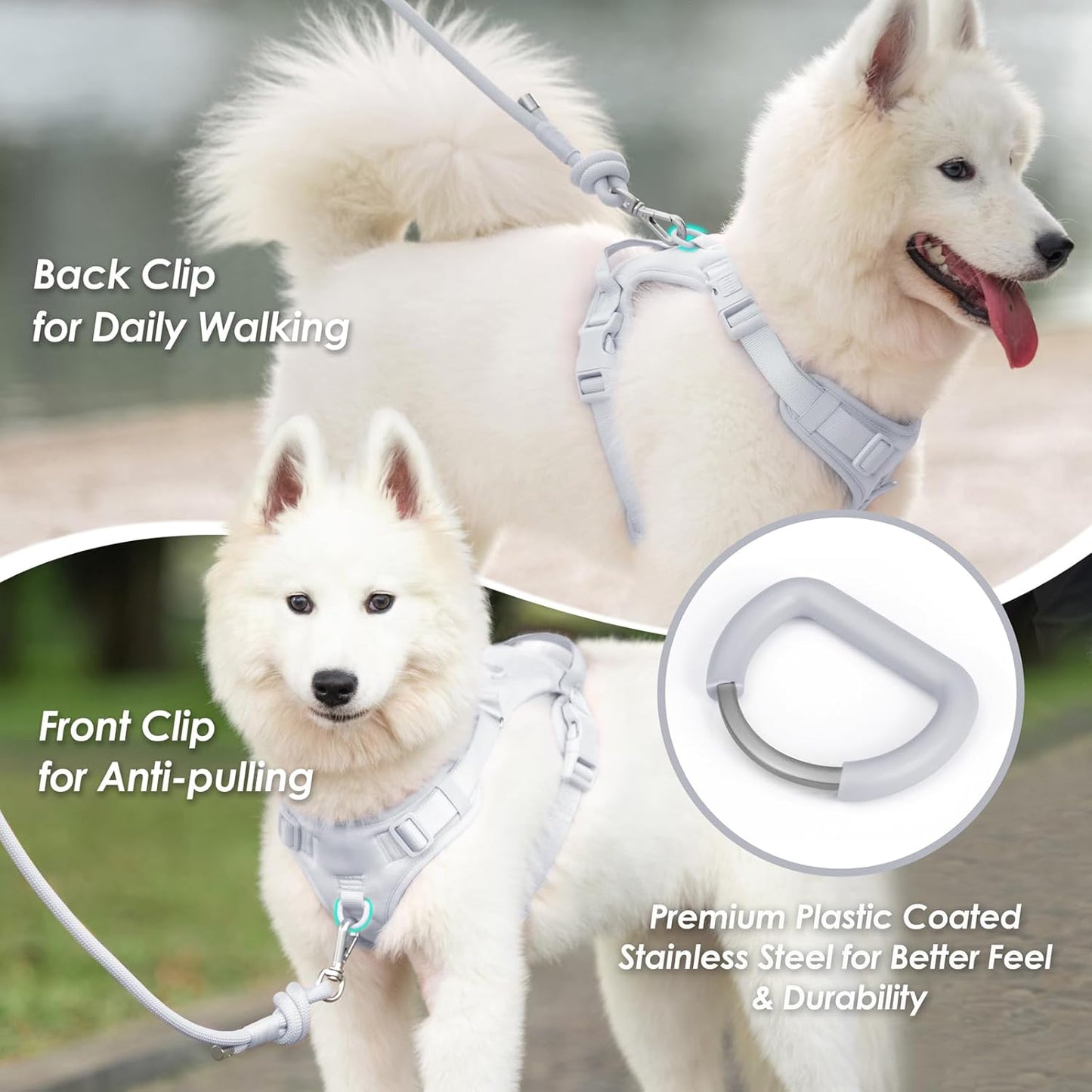No Pull Dog Harness, Puppy Vest with Front Clip for Small Medium Large Sized Dog(Light Blue,L)