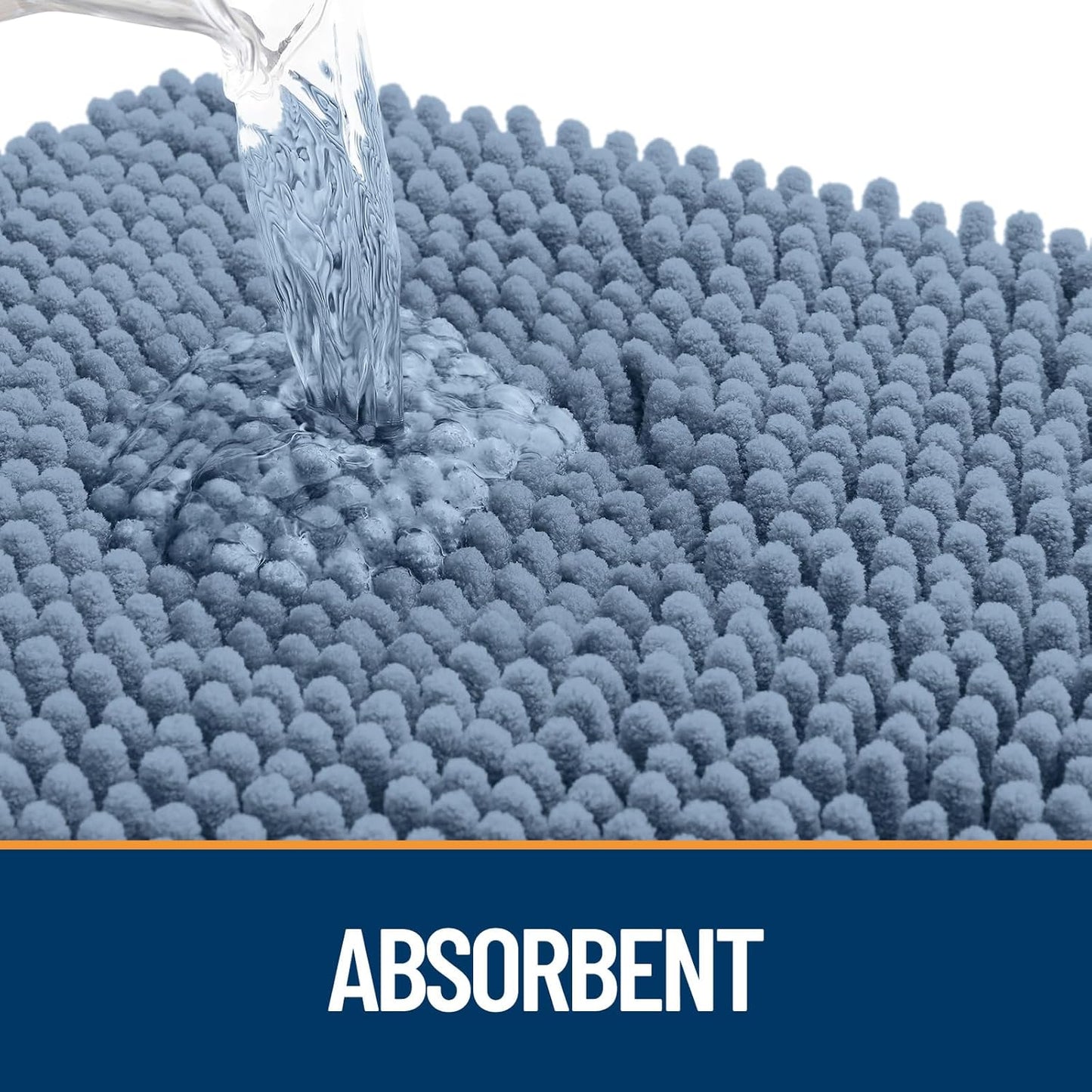 OLANLY Dog Door Mat for Muddy Paws 24x16, Absorbs Moisture and Dirt, Absorbent Non-Slip Washable Doormat, Quick Dry Chenille Mud Mat for Dogs, Entry Indoor Entryway Carpet for Inside Floor, Airy Blue