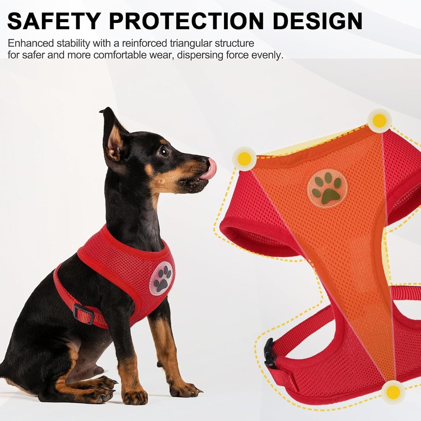 BINGPET No Pull Dog Harness - All Weather Mesh Step-in Vest for Small Dogs, Breathable Mesh Puppy & Cat Harness, Red, X-Small