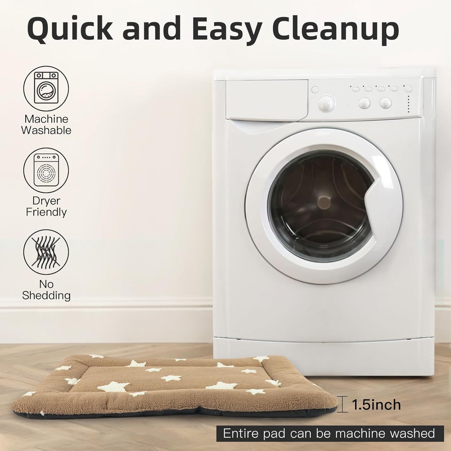 Mora Pets Dog Crate Pad Dog Kennel Bed Mat for Large Dogs Washable Cute Star Pet Bed for 36 inch Cage Ultra Soft Flat Puppy Cat Cushion for Cozy Sleeping Anti-Slip Brown 36 x 23