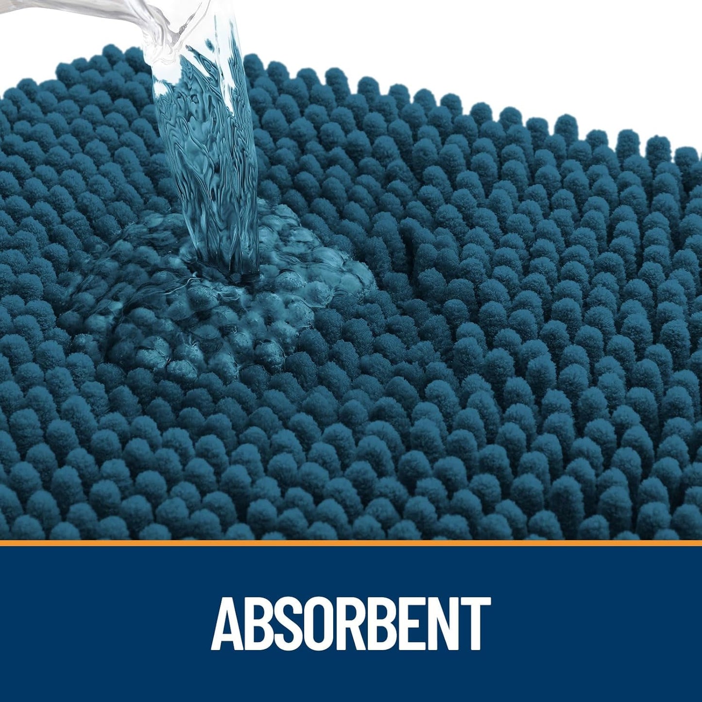 OLANLY Dog Door Mat for Muddy Paws 44x24, Absorbs Moisture and Dirt, Absorbent Non-Slip Washable Doormat, Quick Dry Chenille Mud Mat, Entry Indoor Entryway Carpet for Inside Floor, Atlantic Blue