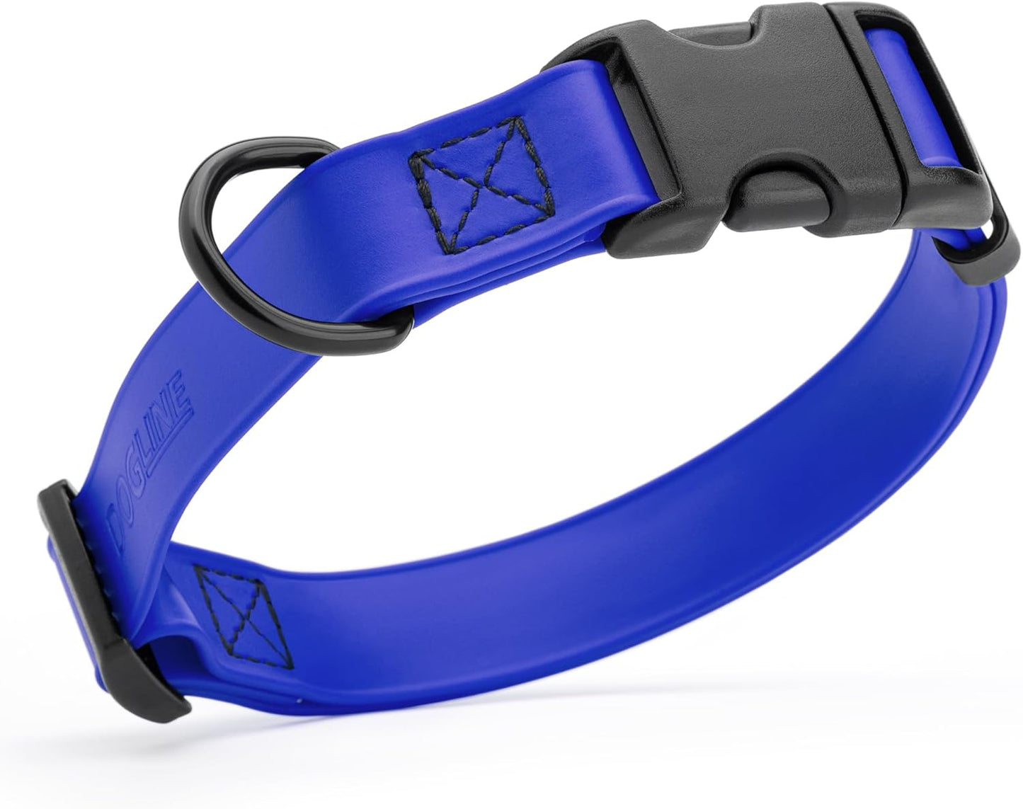 Dogline Biothane Waterproof Dog Collar with Quick Release Buckle Strong Coated Nylon Webbing with Odor- Proof for Easy Care Easy to Clean Fits Small Medium Large Dogs, Royal Blue 5/8" W 9-14" L
