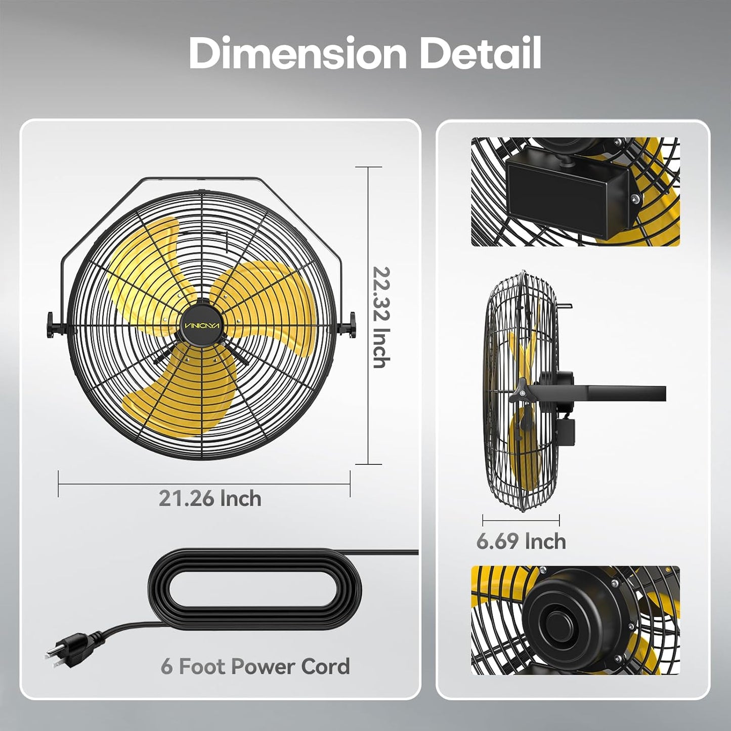 18 Inch Industrial Wall Fan with 2 Pack, 4800 CFM Metal Wall Mount Fans with Poweful Motor, 3 Speed, Fan Indoor for Covered Patio, Greenhouse, Gazebo, and Garage, UL Listed
