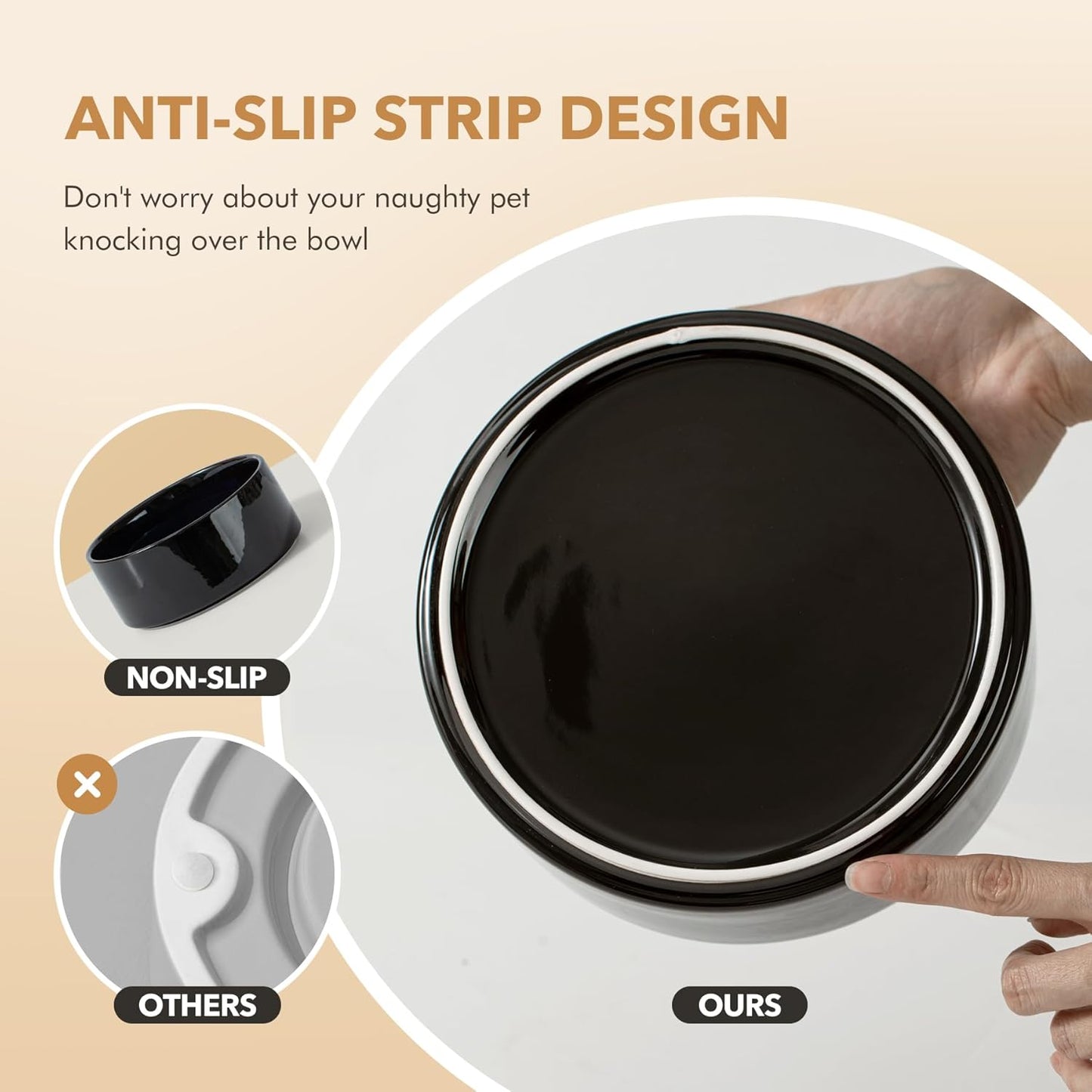 Ceramic 8.2inch Dog Bowl for Large Breed Dogs, Anti-Slip and Weighted Pet Food and Water Dishes (Single Bowl, Starry Sky)