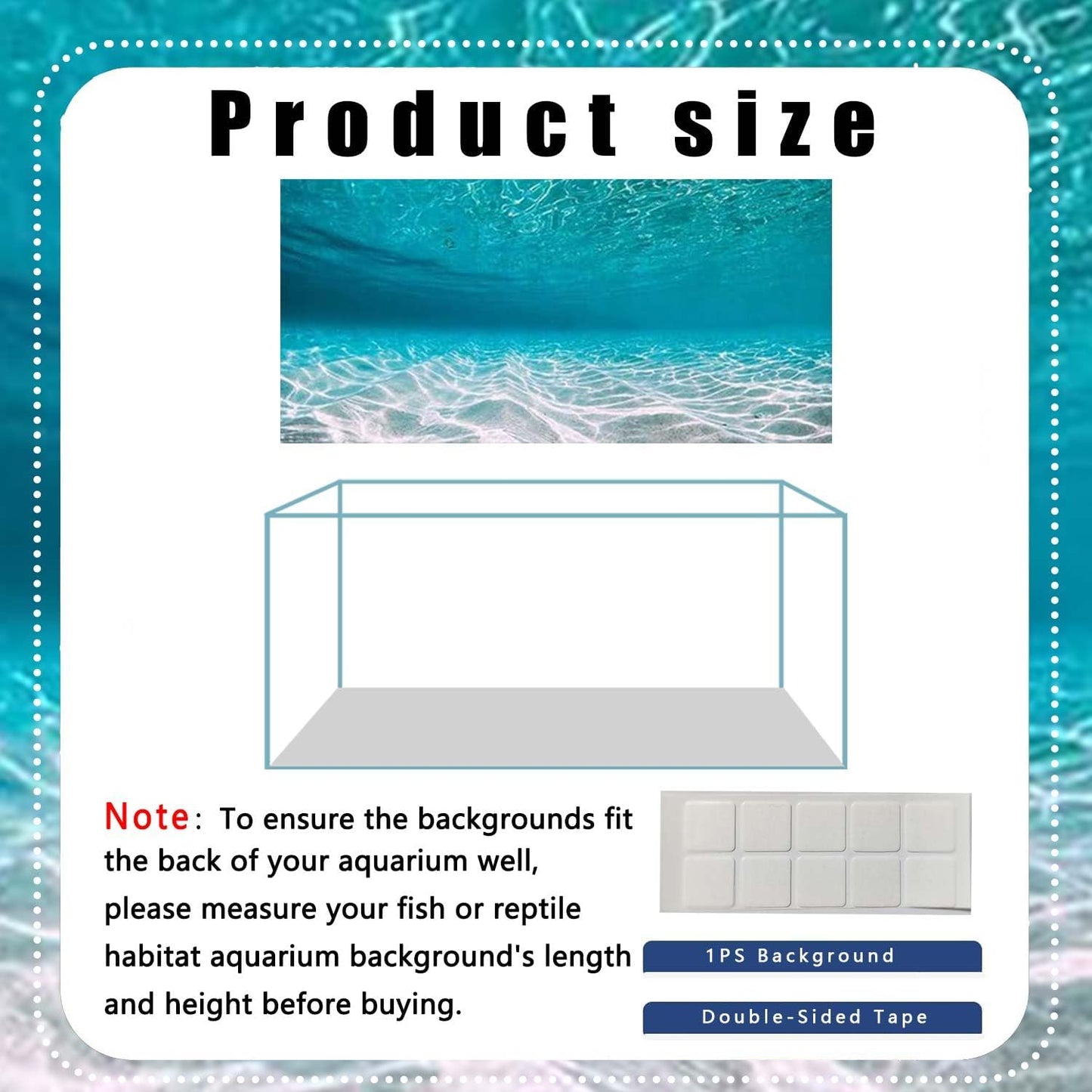 72X16IN Natural Undersea Aquarium Background, Undersea Beach Fish Tank Background, with 8 EVA Double-Sided Tape