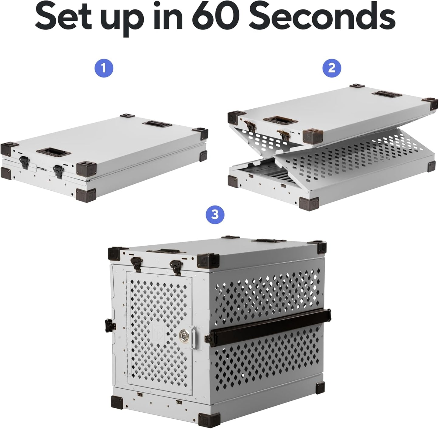 Impact Collapsible Dog Crate - Foldable Hard Crate for Extra Large Dogs - Heavy Duty Travel Kennel with Powder-Coated Aluminum - Quick Setup for Indoor & Outdoor (White, 40"+ (40.5" L x 27.5”W x 34" H