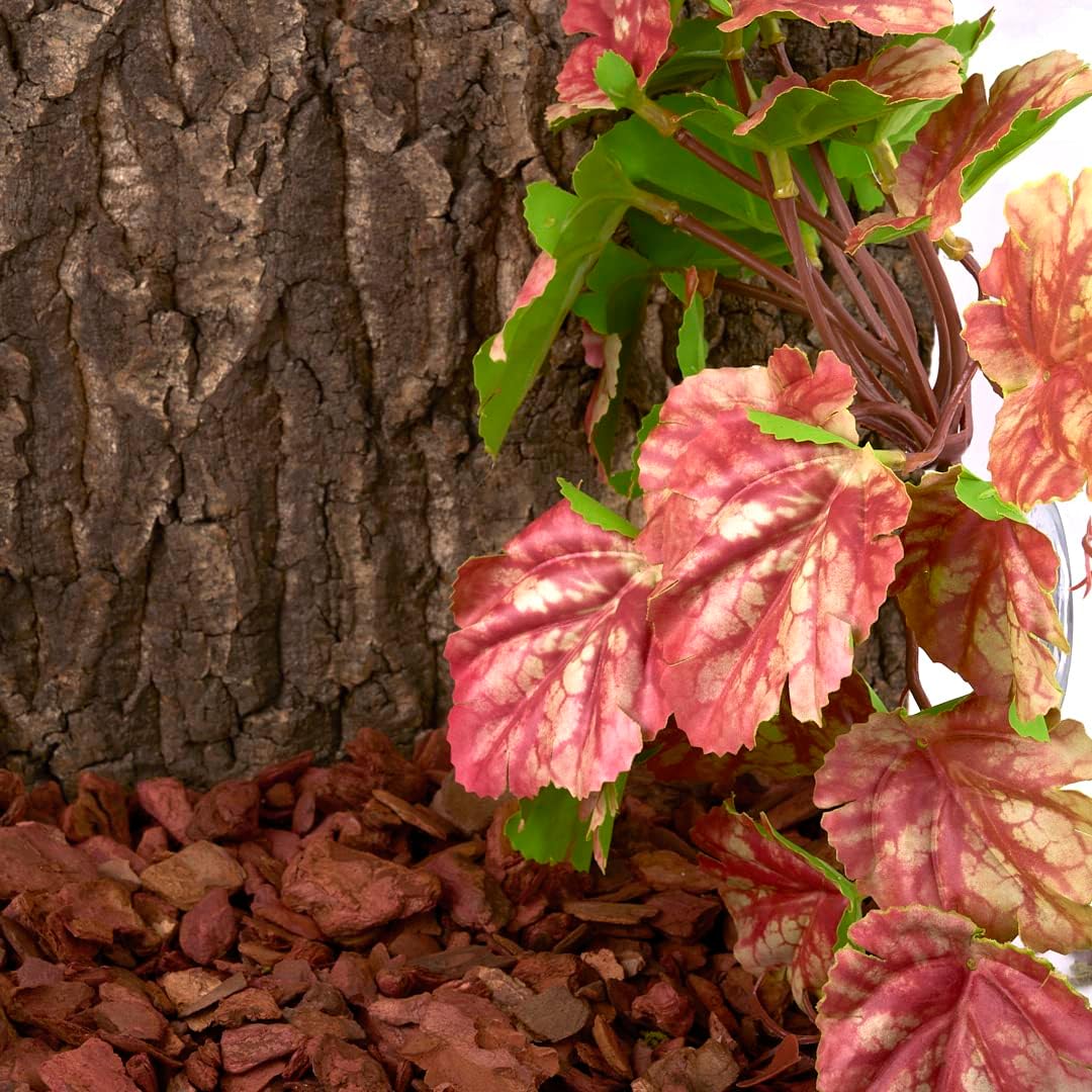 Reptile Plants for Terrarium, Amphibian Habitat Decor Artificial Hanging Plants with Suction Cup - Fake Heuchera Micrantha Pink