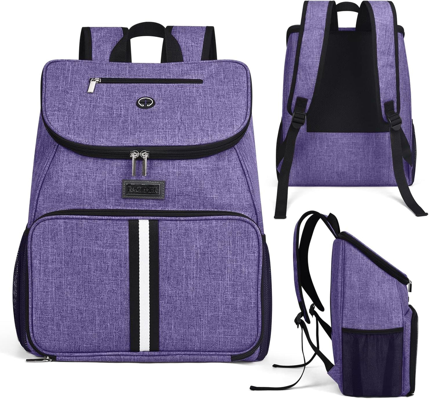 BAGLHER丨Dog Travel Bag, Airline Approved Pet Supplies Backpack, Dog Travel Backpack Accessories Set with 2 Silicone Collapsible Bowls and 2 Food Baskets. Purple