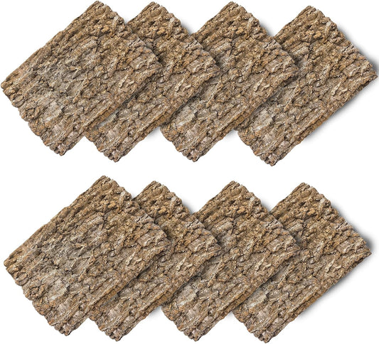 8PCS Cork Terrarium Background 15.7x11.8in Natural Large Cork Bark Backdrop Reptile Climbing Mat Tank Habitat Decor for Spider Lizard Chamelon Turtle Beared Dragon