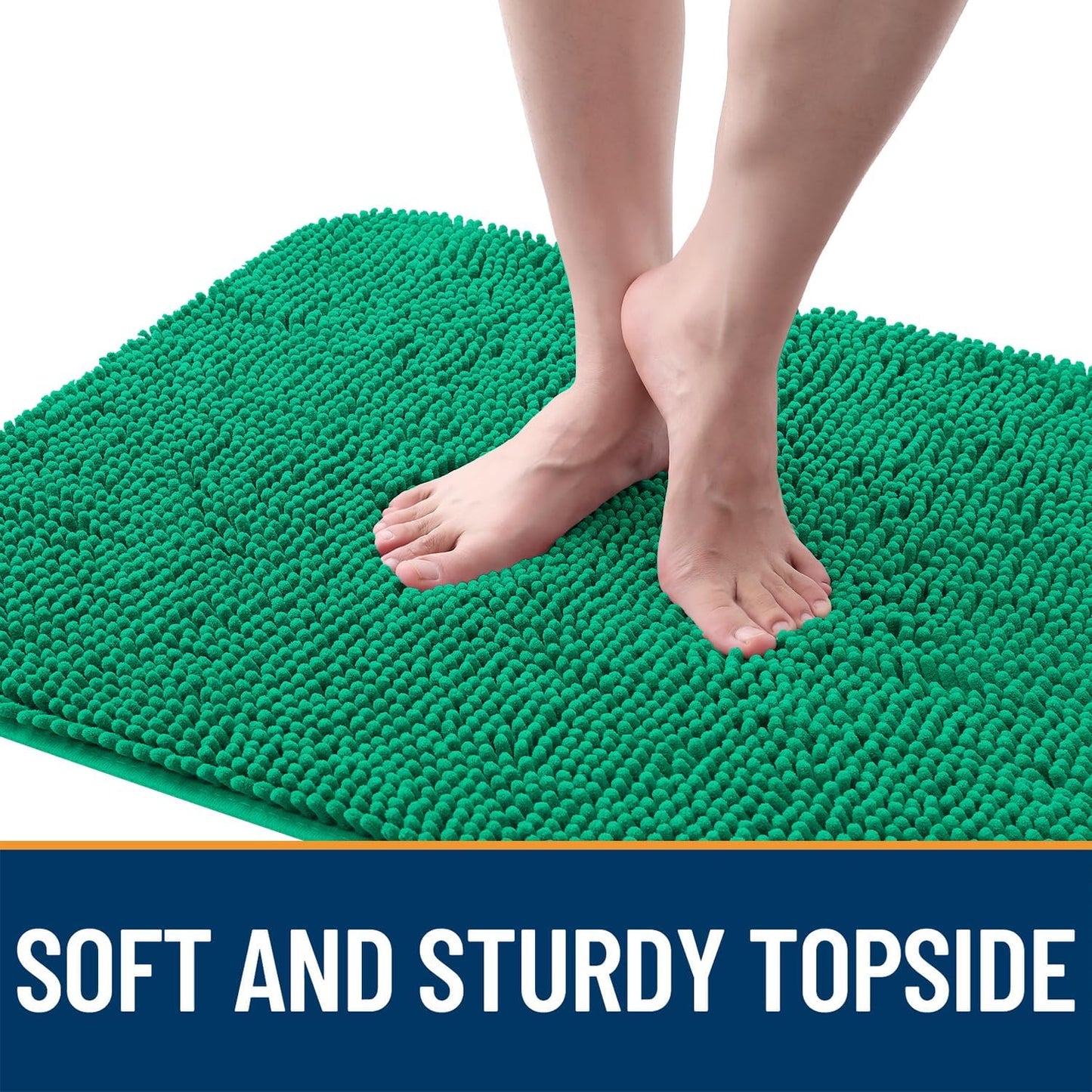 OLANLY Dog Door Mat for Muddy Paws 24x16, Absorbs Moisture and Dirt, Absorbent Non-Slip Washable Doormat, Quick Dry Chenille Mud Mat, Entry Indoor Entryway Carpet for Inside Floor, Emerald Green