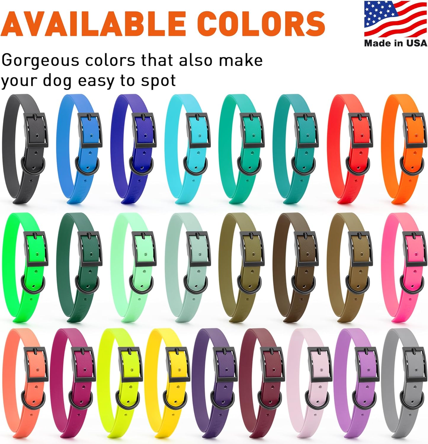 Dogline Biothane Waterproof Dog Collar Strong Coated Nylon Webbing with Black Hardware Odor- Proof for Easy Care Easy to Clean High Performance Fits Small Medium or Large Dogs, Cherry Red