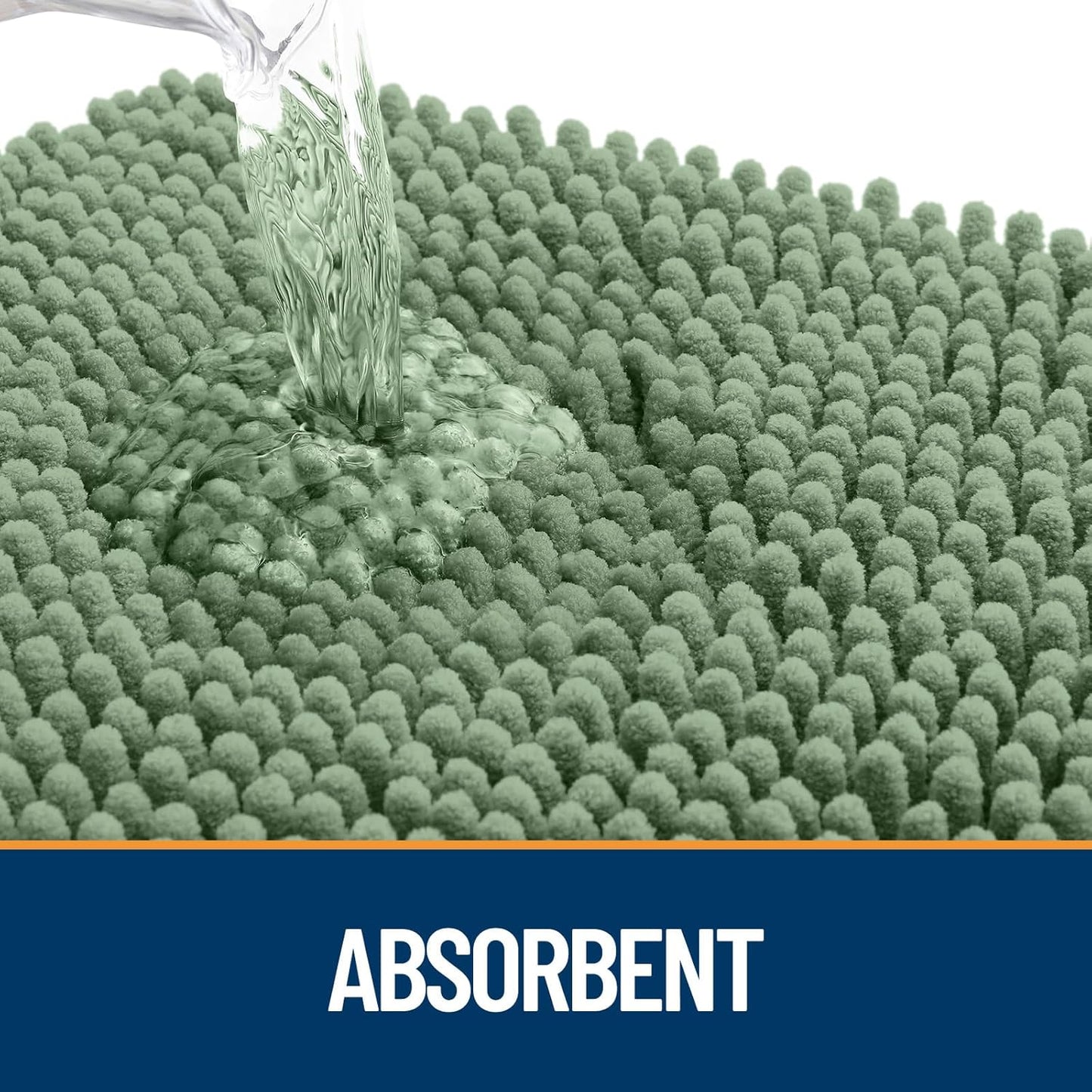 OLANLY Dog Door Mat for Muddy Paws 54x24, Absorbs Moisture and Dirt, Absorbent Non-Slip Washable Doormat, Quick Dry Chenille Mud Mat, Entry Indoor Entryway Carpet for Inside Floor, Olive Green