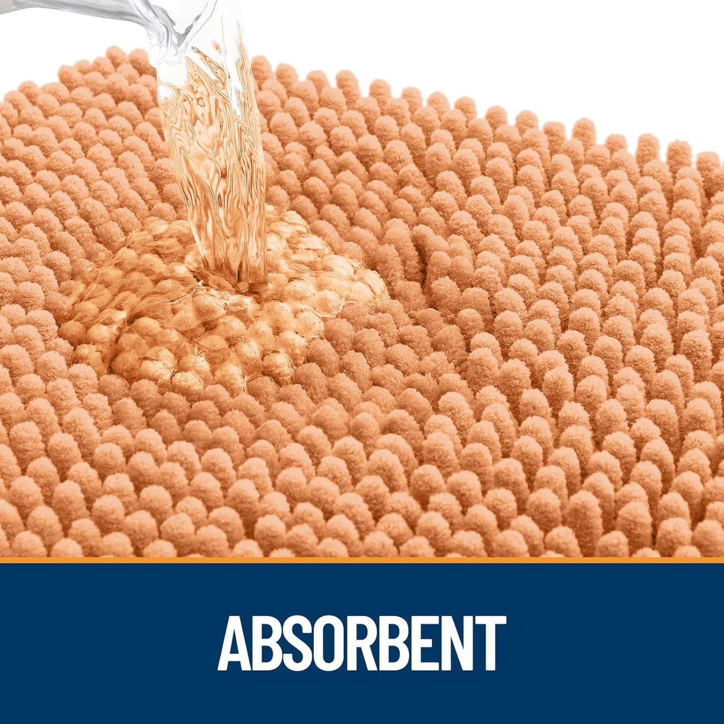 OLANLY Dog Door Mat for Muddy Paws 47x17, Absorbs Moisture and Dirt, Absorbent Non-Slip Washable Doormat, Quick Dry Chenille Mud Mat for Dogs, Entry Indoor Entryway Carpet for Inside Floor, Orange