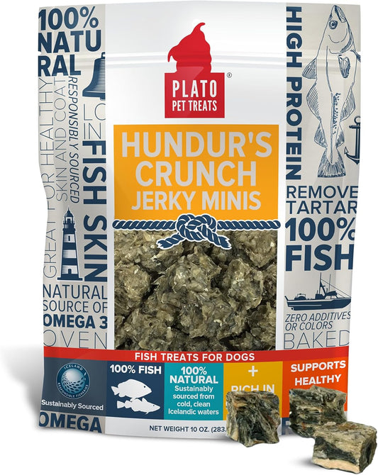 PLATO Hundur's Crunch Jerky Minis 10oz, Natural (859554001397)