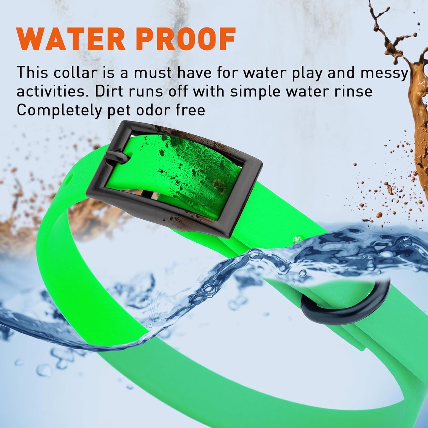 Dogline Biothane Waterproof Dog Collar Strong Coated Nylon Webbing with Black Hardware Odor- Proof for Easy Care Easy to Clean High Performance Fits Small Medium or Large Dogs, Tropical Green