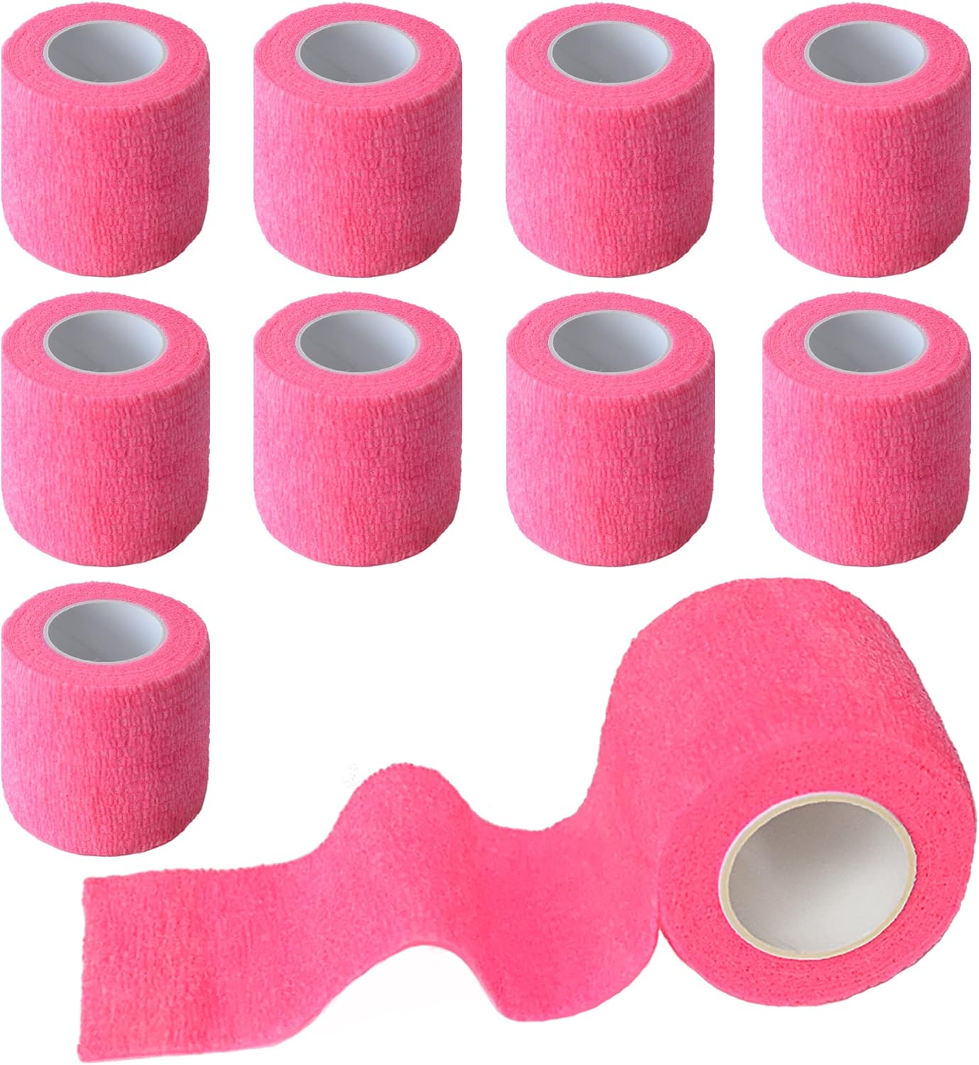9 Pack 2" x 5 Yards Self Adhesive Bandage Wrap Self Stick Wrap for Ankle, Wrist, Finger, Sports, Breathable Cohesive Vet Tape for Pets (Pink)