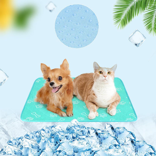 BEAUTYZOO Upgraded Dog Self Cooling Mat Ice Silk Chill Pads for Small Medium Large Dogs Q-MAX＞0.43- Summer Reusable Pet Training Pad - Absorbent Non-Slip Cool Mat for Kennels, Crates, Beds, 16" x 20"