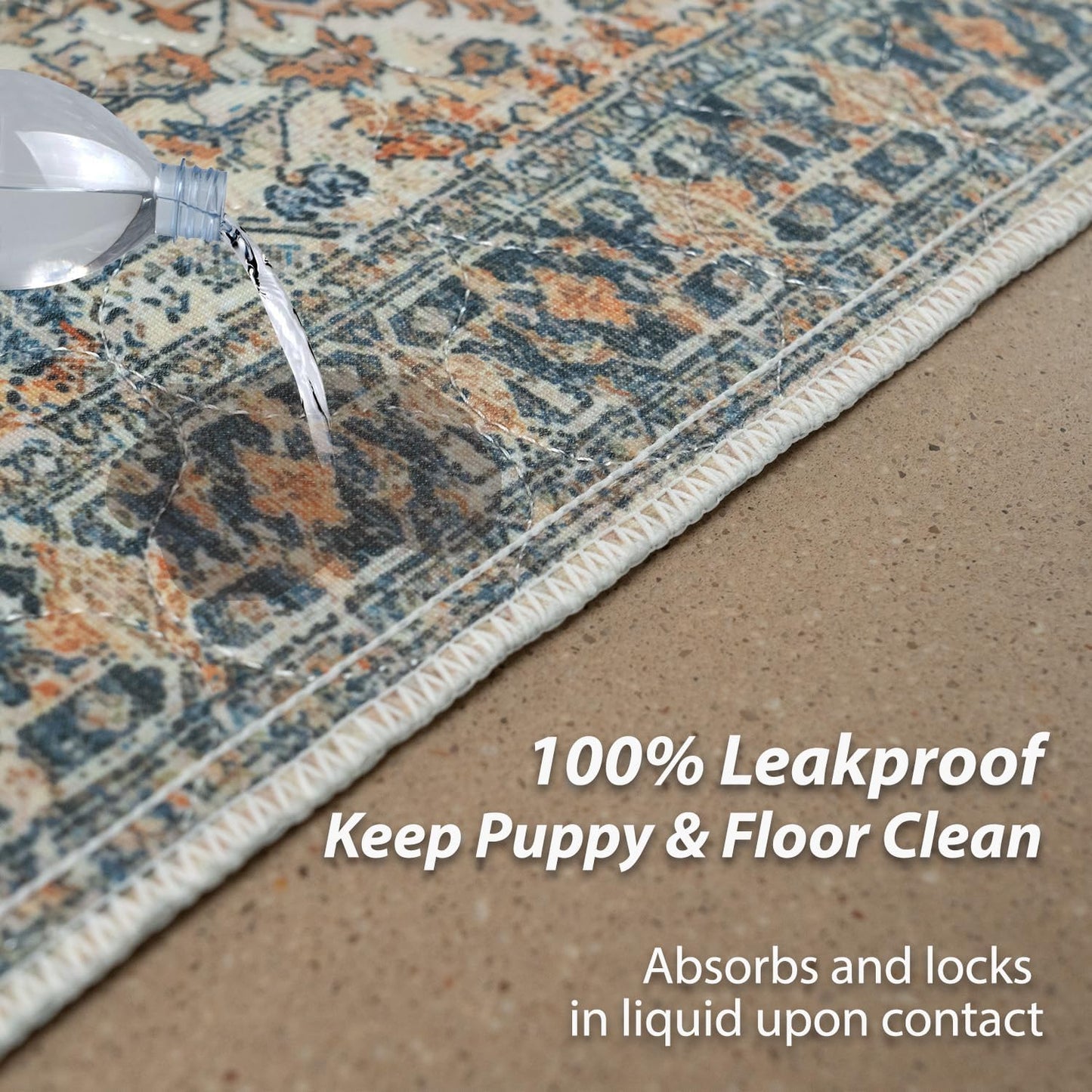 nunubaby Washable Pee Pads for Dogs, Stylish, Non-Slip and Leak-Proof Pee Pads. Reusable Potty Pads for Dogs for Crates and Floors.(Beige/Multi, 24" x36" )