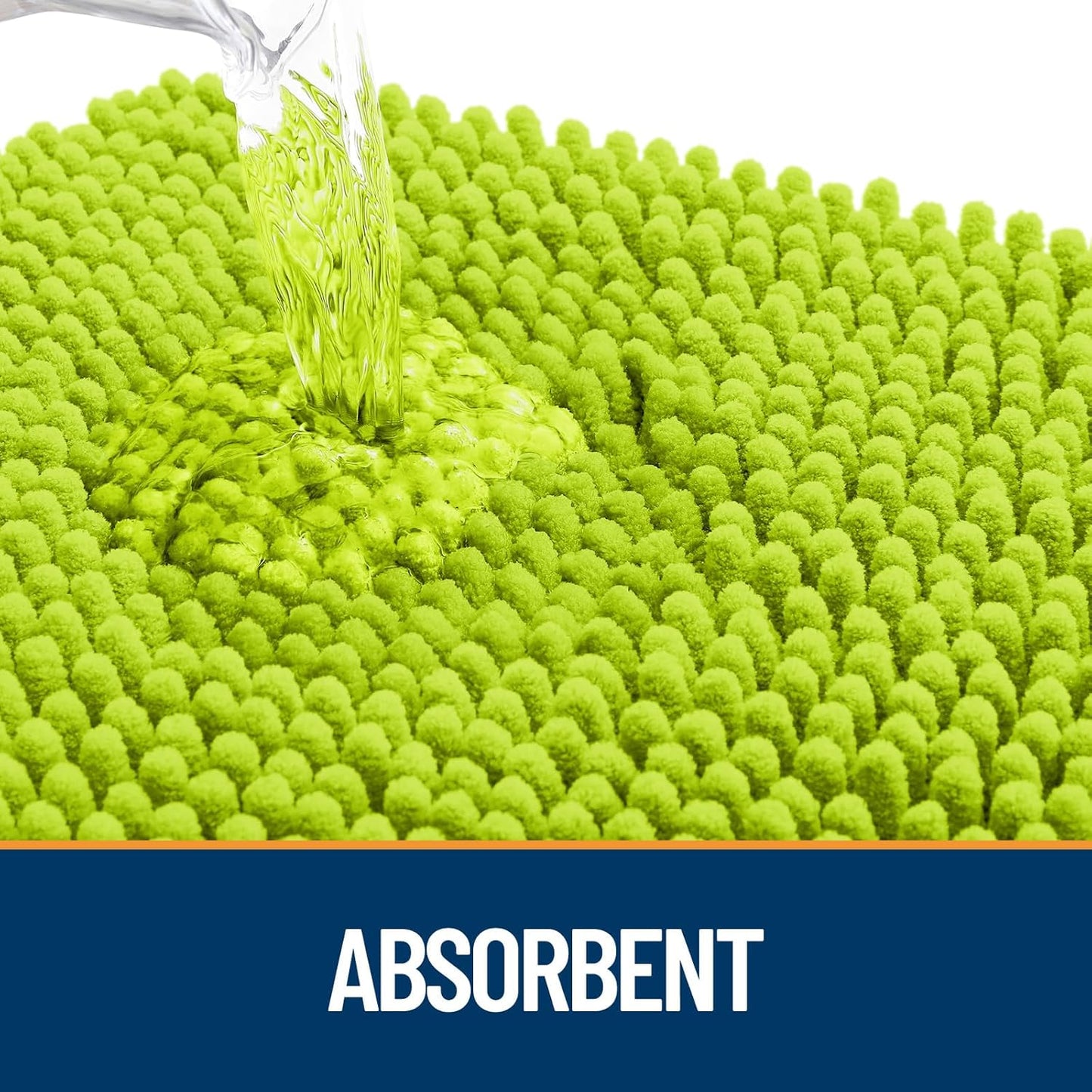 OLANLY Dog Door Mat for Muddy Paws 36x24, Absorbs Moisture and Dirt, Absorbent Non-Slip Washable Doormat, Quick Dry Chenille Mud Mat, Entry Indoor Entryway Carpet for Inside Floor, Bright Green