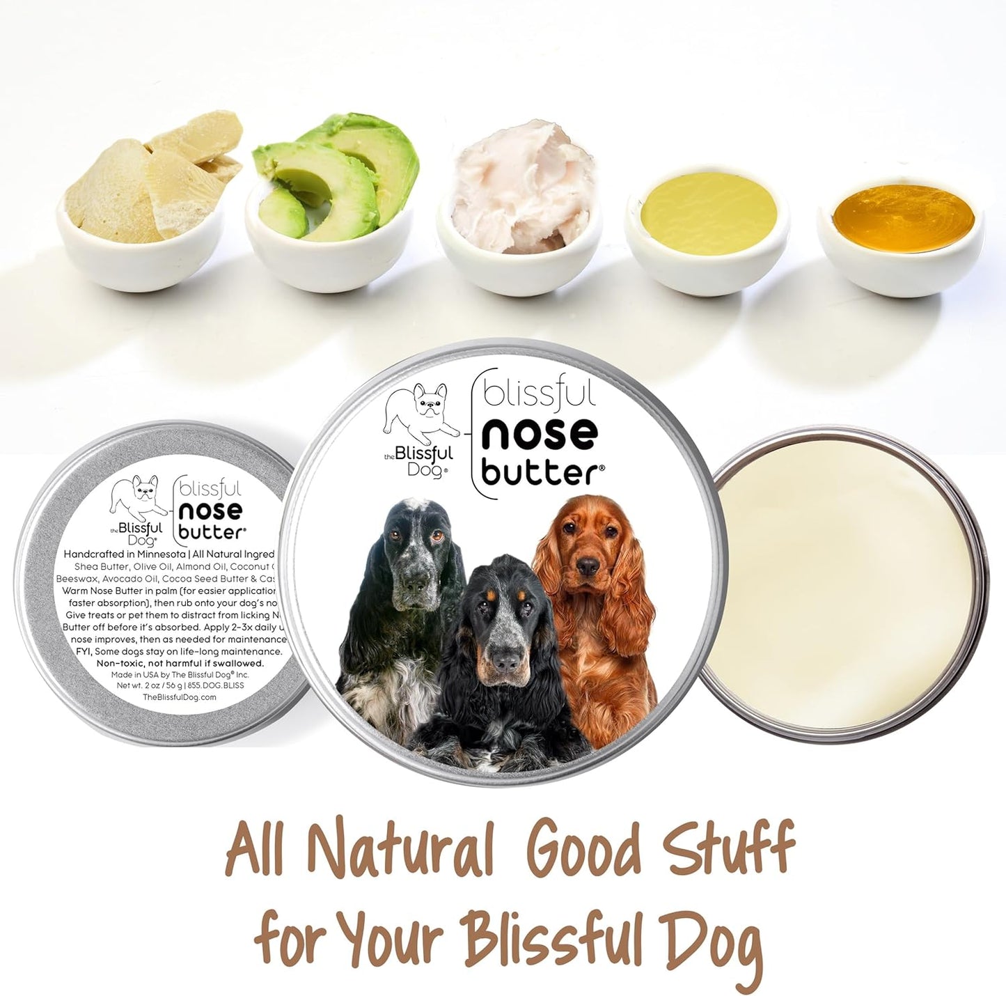 The Blissful Dog English Cocker Spaniel Unscented Nose Butter - Dog Nose Butter, 1-Ounce