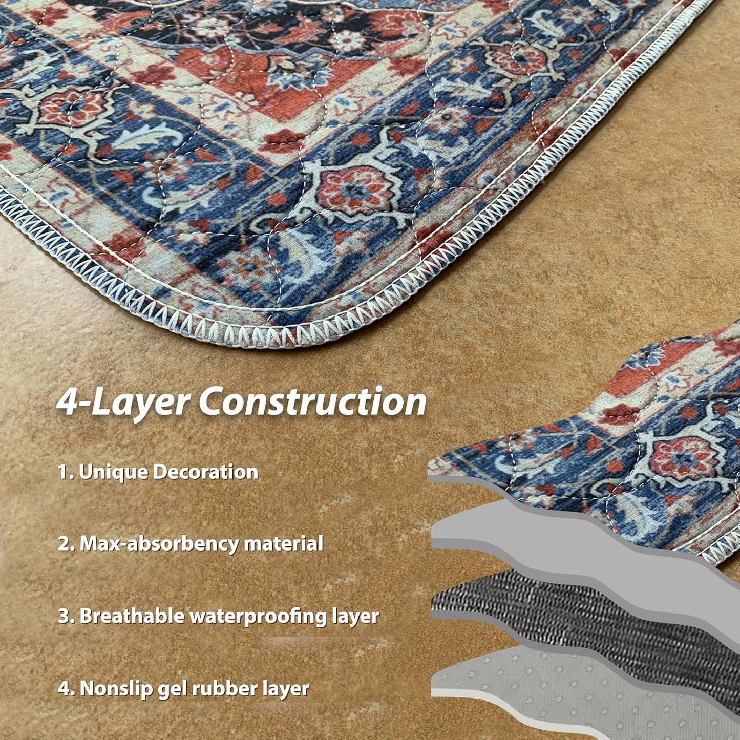 nunubaby Washable Pee Pads for Dogs, Stylish, Non-Slip and Leak-Proof Pee Pads. Reusable Potty Pads for Dogs for Crates and Floors.(Red/Floral, 36" x72")