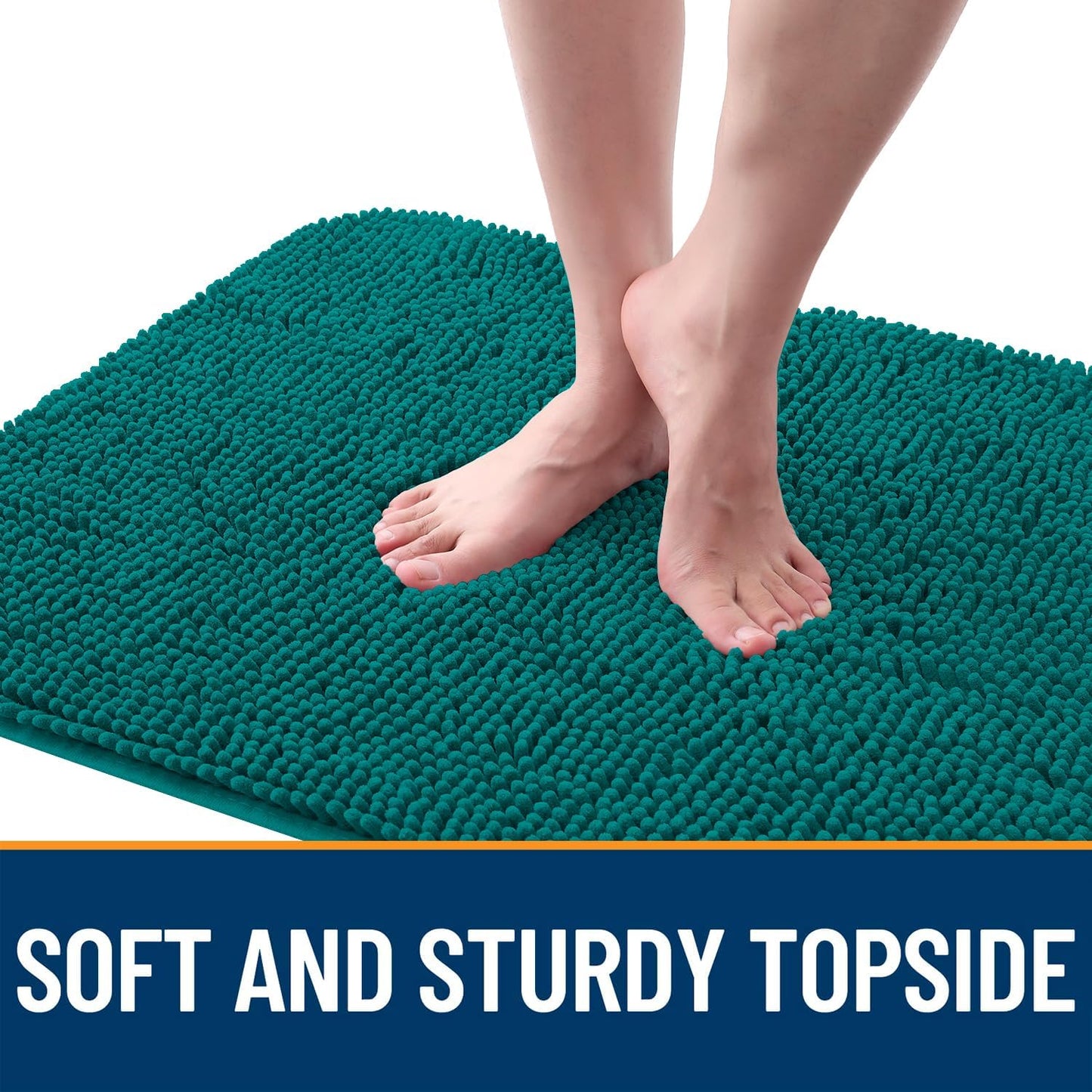 OLANLY Dog Door Mat for Muddy Paws 30x20, Absorbs Moisture and Dirt, Absorbent Non-Slip Washable Doormat, Quick Dry Chenille Mud Mat for Dogs, Entry Indoor Entryway Carpet for Inside Floor, Lake Blue