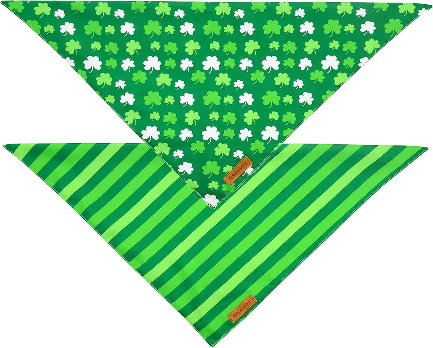 Realeaf St. Patrick's Day Dog Bandanas 2 Pack, Triangle Reversible Pet Scarf for Boys and Girls, Premium Durable Fabric, Holiday Bandana for Large and Extra Large Dogs (X-Large)