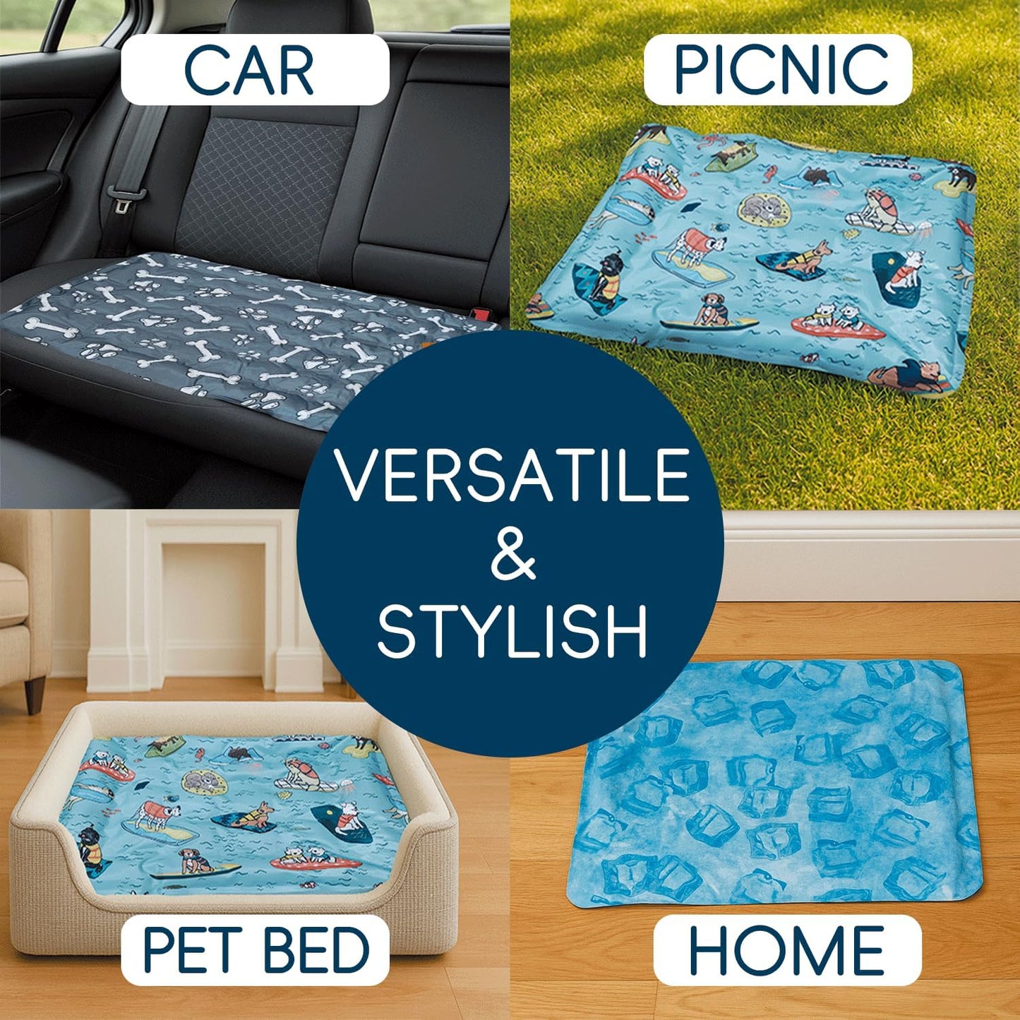 Cooling Pad for Large Dog,Instant Pet Cool Mat,Comfortable Cool Pet Mat for Cat.Portable Dog Bed for Summer. Suitable for Outdoor Summer Crate Pad.Long Time Cooling.Ice Brick(Size-L 19.7 * 23.6in)
