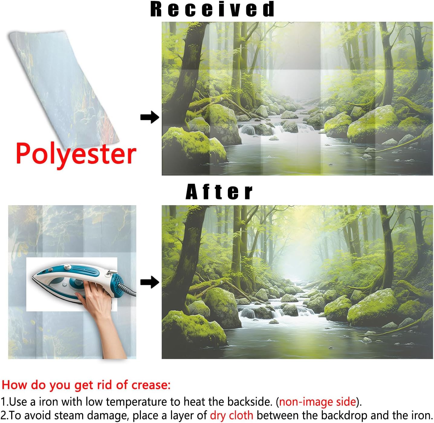 48X24IN Tropical Forest Terrarium Background, Natural Green Forest Tree Reptile Habitat Background, Misty Rainforest Aquarium Background, with 8 EVA Double-Sided Tape