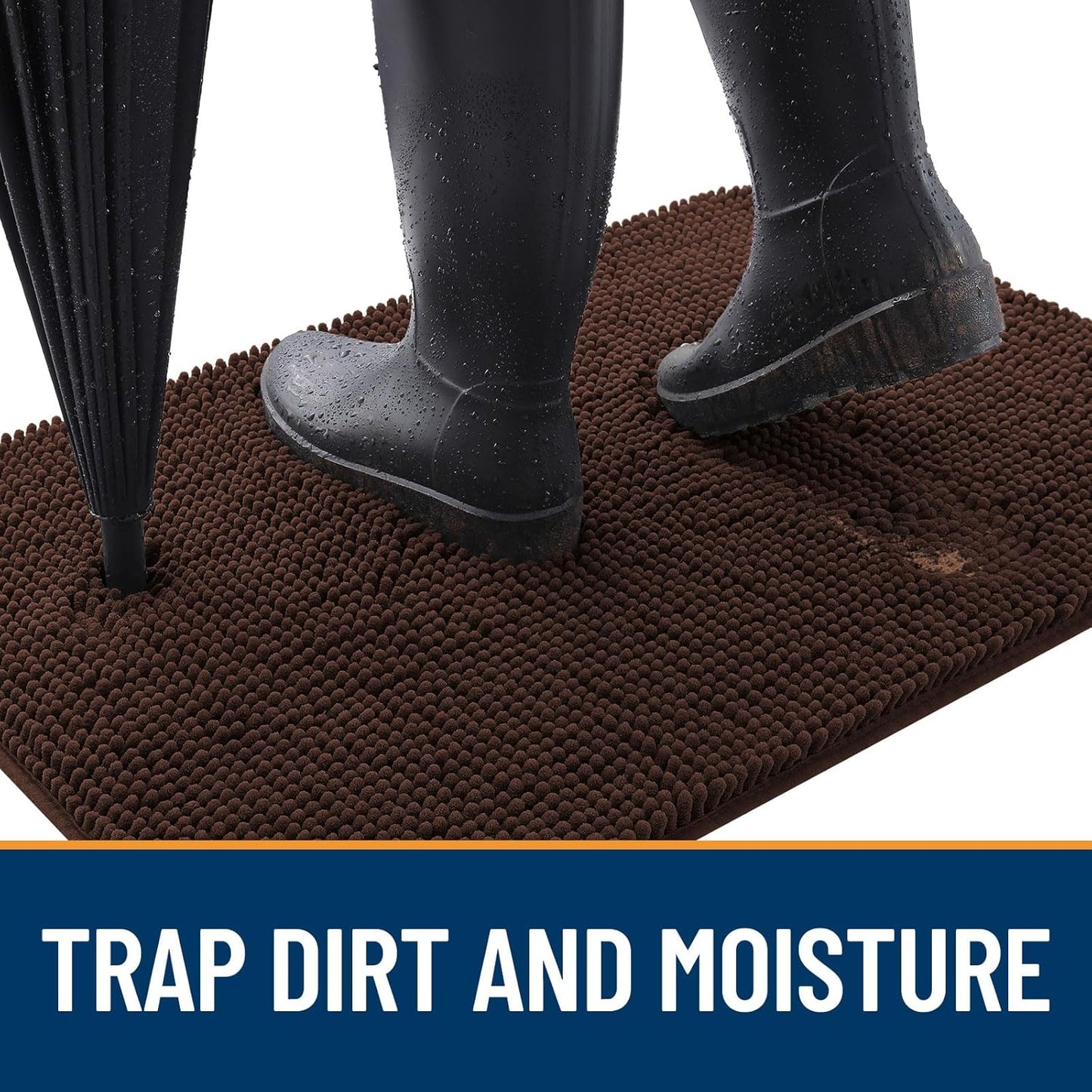 OLANLY Dog Door Mat for Muddy Paws 59x32, Absorbs Moisture and Dirt, Absorbent Non-Slip Washable Doormat, Quick Dry Chenille Mud Mat for Dogs, Entry Indoor Entryway Carpet for Inside Floor, Brown