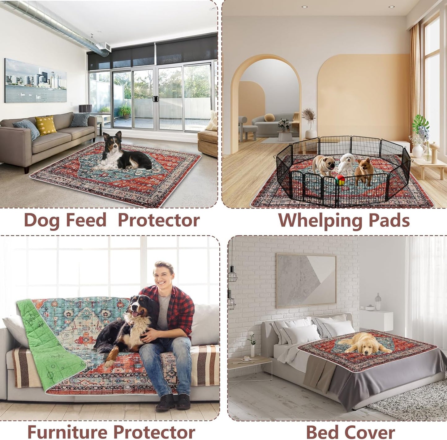 Extra Large Washable Pee Pads for Dogs (72"x72"), Upgrade Reusable Puppy Pads with Non-Slip Rug Pad, Super Thickening Absorbent Leakproof Dog Traning Pads Whelping Pad for Dogs, Doggie